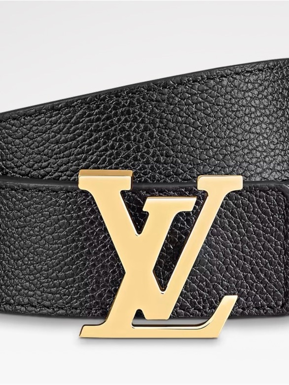 AUTHENTIC Louis Vuitton Black Leather Belt with Gold LV Buckle
